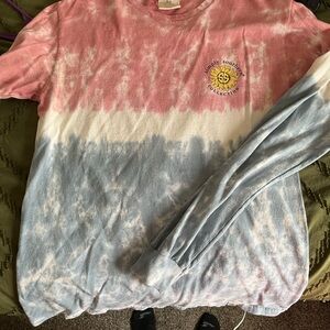 Simply Southern Long Sleeve Tie-Dye Top - Pink, White, Blue
